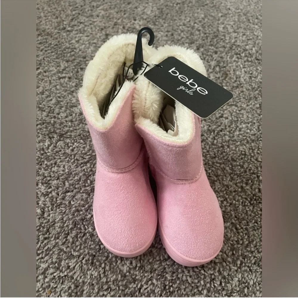 bebe kids (todler) faux fur trim boot pink New